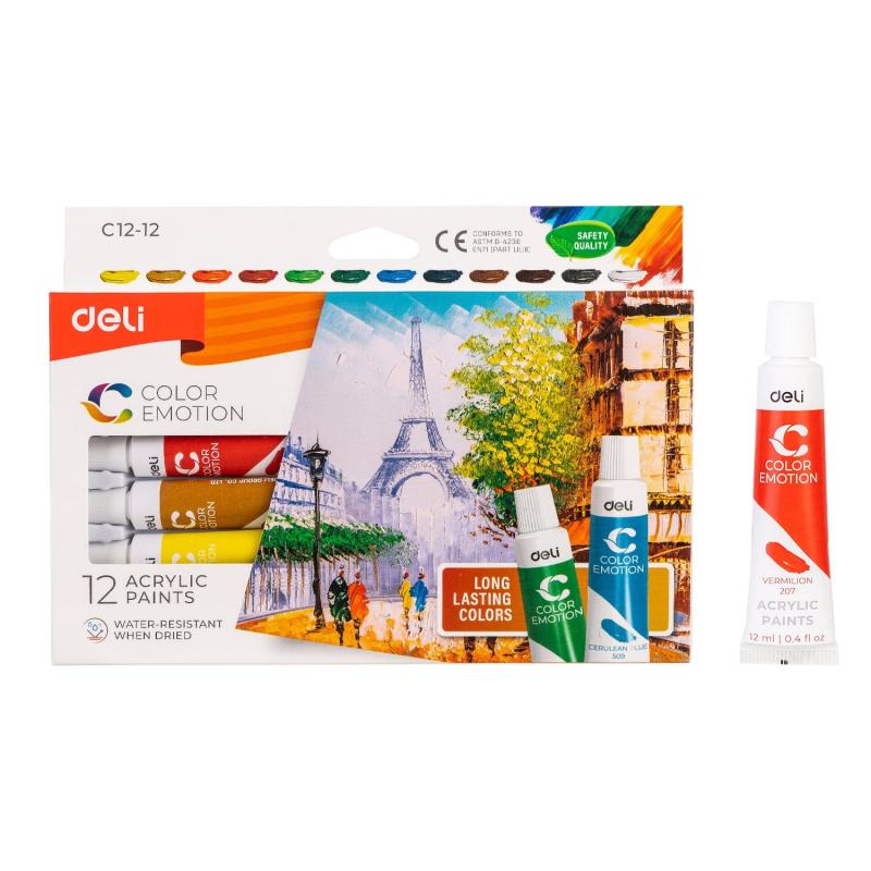 FARBY AKRYLOWE 12 KOLORÓW 12ML/TUBA DELI