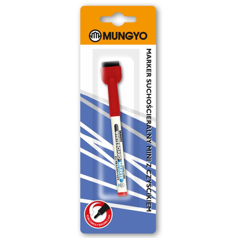MARKER SUCHOŚĆIERALNY MUNGYO Z CZYŚCIKIEM CZERWONY BLISTER