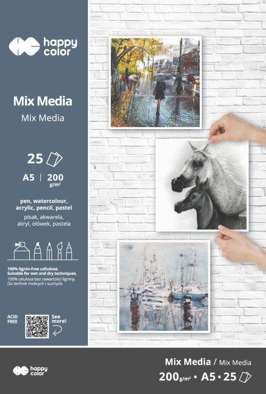 BLOK MIX MEDIA ART A5/25 200G HAPPY COLOR