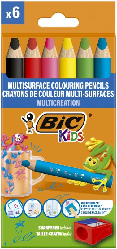 KREDKI OŁÓWKOWE 6 BIC KIDS MULTISURFACE + TEMPERÓWKA