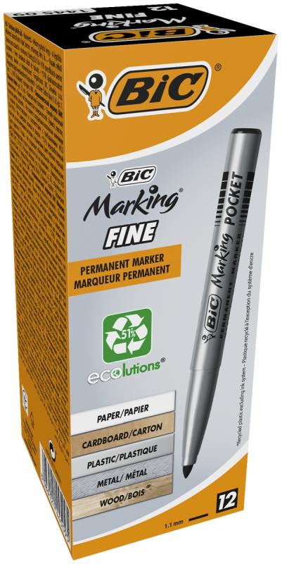 MARKER BIC MARKING FINE POCKET ECOLUTIONS CZARNY A/12szt