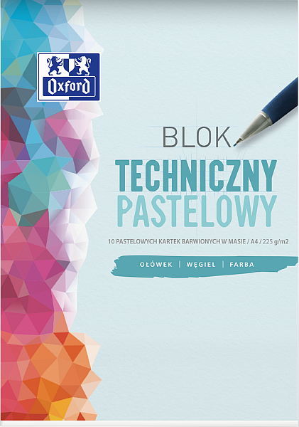 BLOK TECHNICZNY A4/10 KOLOROWY PASTEL OXFORD 225G