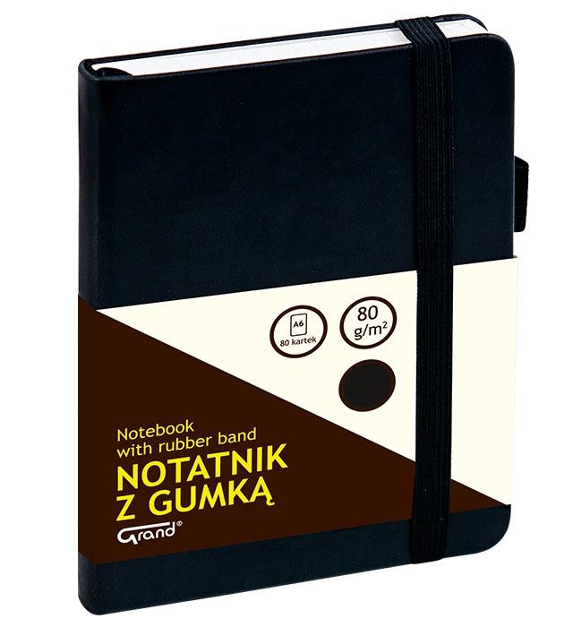 NOTATNIK Z GUMKĄ A6/80 # CZARNY 80G KW TRADE