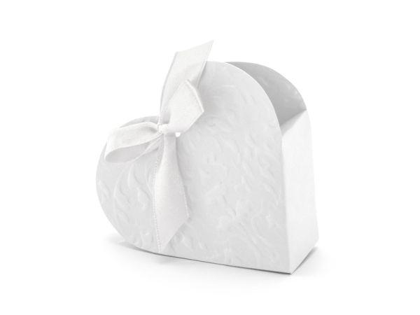 PUDEŁECZKA PAPIEROWE SERDUSZKO BIAŁE 10X9X3CM