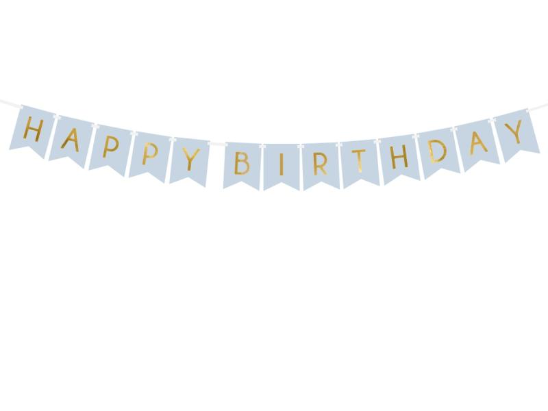 BANER HAPPY BIRTHDAY JASNONIEBIESKI 15X175 CM