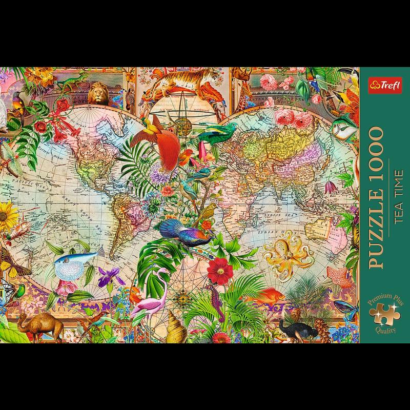 PUZZLE 1000 TREFL TEA TIME ANTYCZNA MAPA ŚWIATA PREMIUM PLUS