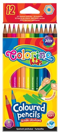 KREDKI OŁÓWKOWE 12 COLORINO HEKSAGONALNE