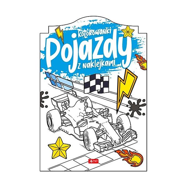 KSIĄŻECZKA POJAZDY. KOLOROWANKA Z NAKLEJKAMI
