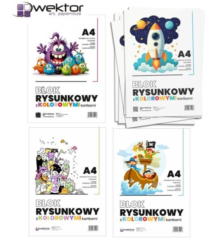 BLOK RYSUNKOWY A4 KOLOR WEKTOR 80G 16 KARTEK