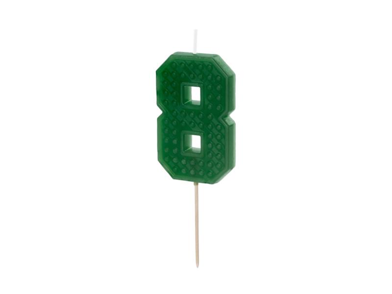 ŚWIECZKA CYFERKA 8 ZIELONY 6CM