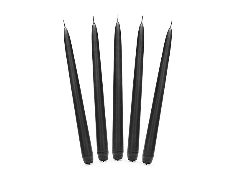 ŚWIECA STOŻKOWA MATOWA CZARNA 24CM