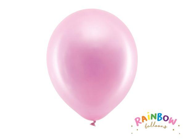 BALONY RAINBOW METAL.RÓŻ ŚR.30CM A/100