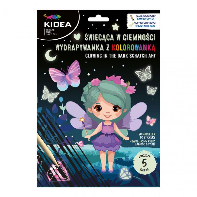 ŚWIECĄCA W CIEMNOŚCI WYDRAPYWANKA Z KOLOROWANKĄ MAGIC KIDEA