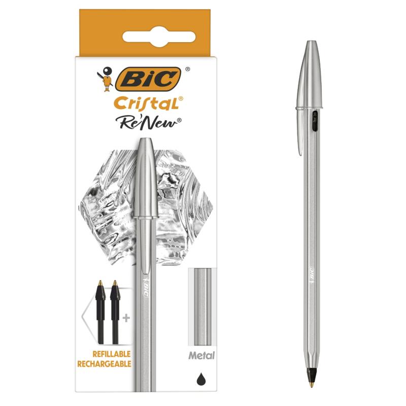 DŁUGOPIS BIC CRISTAL RENEW METAL CZAR 1+2 WKŁADY