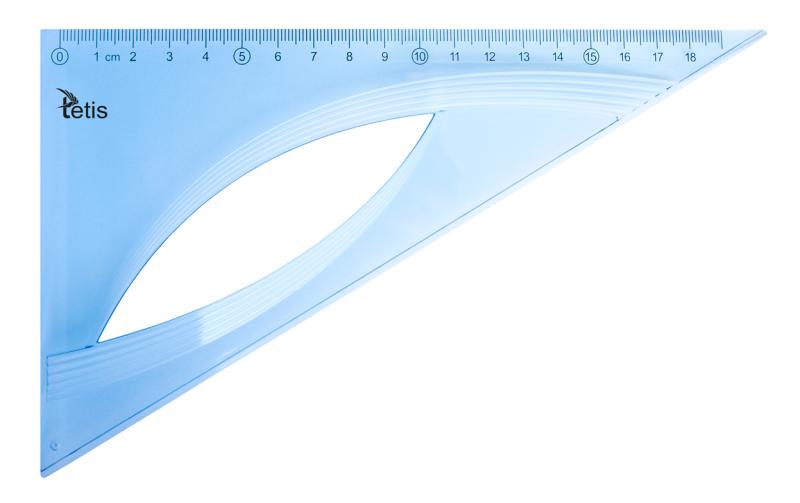 EKIERKA PROSTOKĄTNA 19CM NIEBIESKA A/30 TETIS
