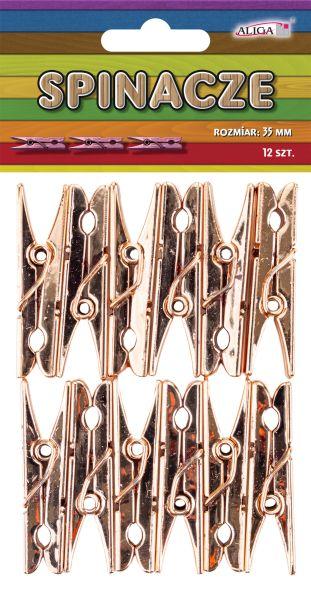 SPINACZE PLASTIKOWE SPIN-4987 RÓŻOWO- ZŁOTE METALIZOWANE A12 35MM