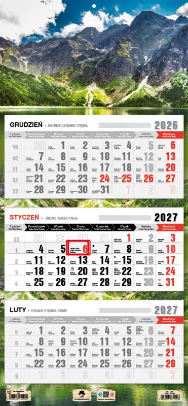 KALENDARZ TRÓJDZIELNY KT-1 PŁASKA GŁÓWKA 2027