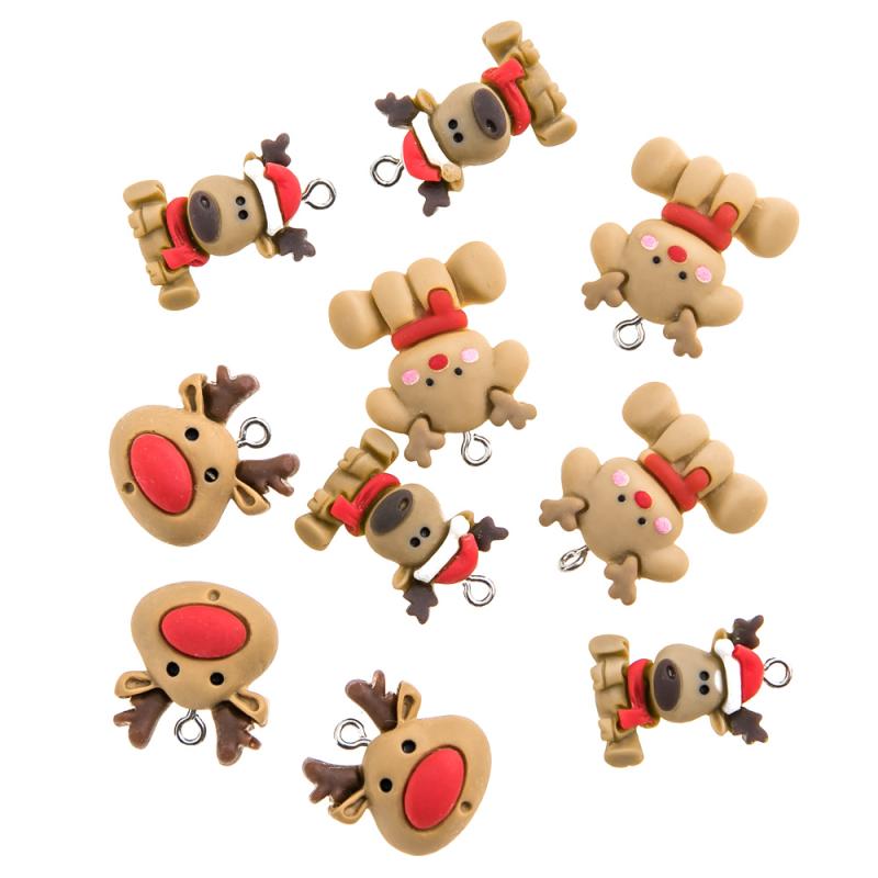 ZAWIESZKI POLIMEROWE 3D 10SZT JOLLY REINDEERS #ŚWIĘTA