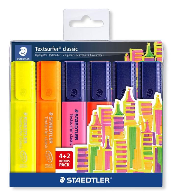 ZAKREŚLACZ TEXTSURFER CLASSIC 6SZT W ETUI 4+2 GRATIS STAEDTLER