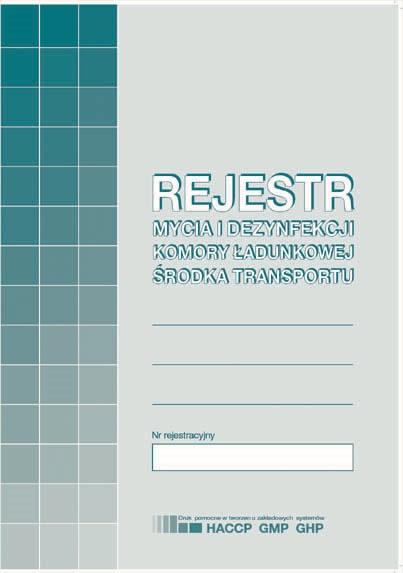 DRUK M REJESTR MYCIA I DEZYNFEKCJI KOMORY ŁADUNKOWEJ ŚRODKA TRANSPORTU