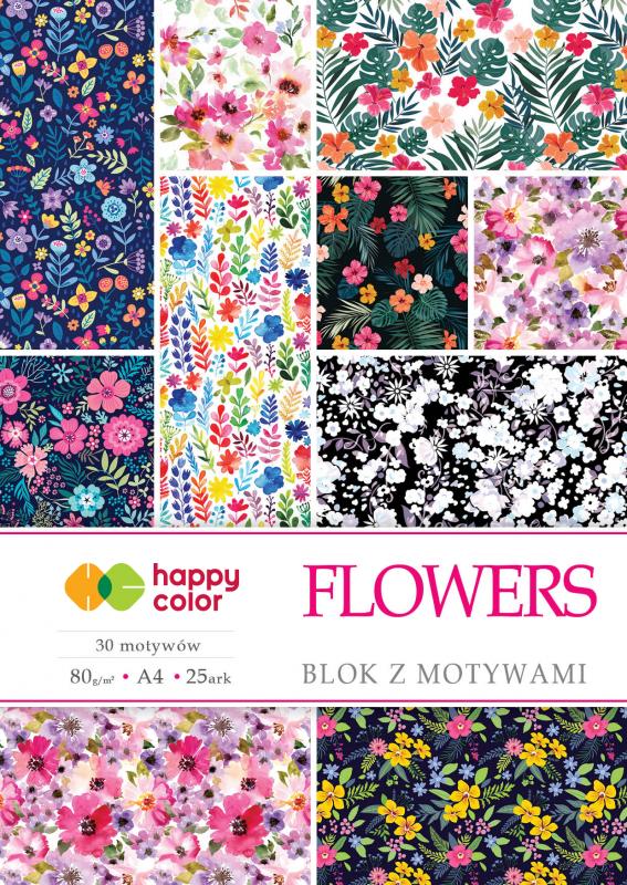 BLOK Z MOTYWAMI A4/15 FLOWERS 80G HAPPY COLOR