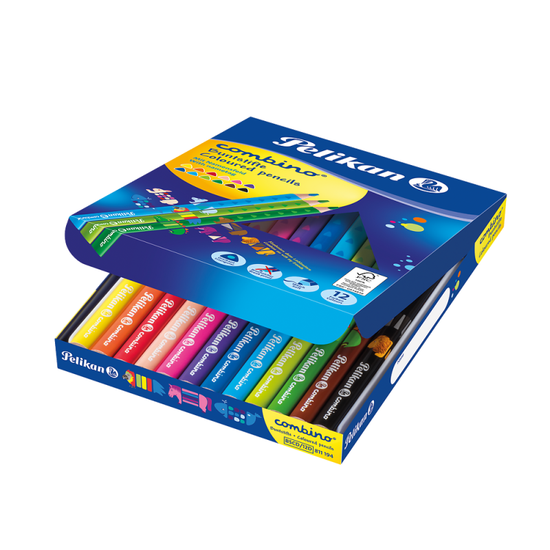 KREDKI 12 TRÓJKĄTNE GRUBE COMBINO PELIKAN
