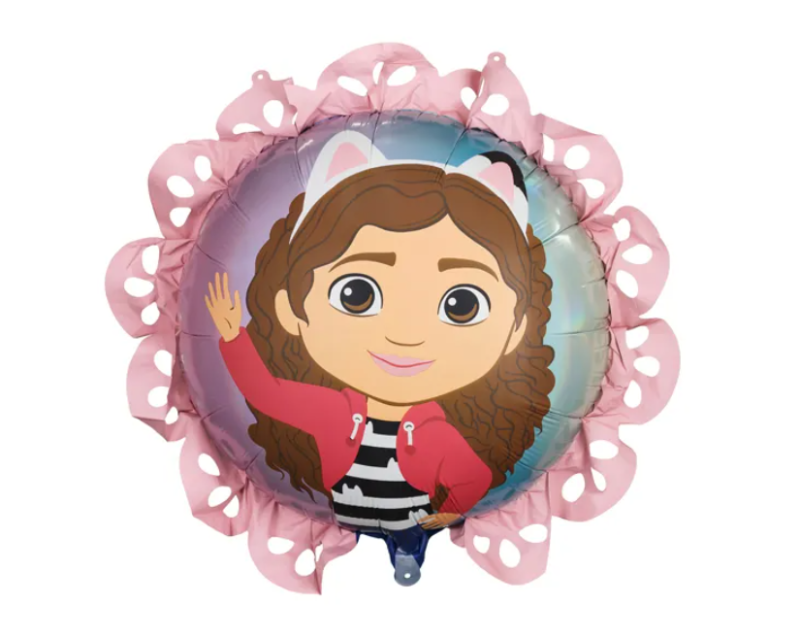 BALON FOLIOWY PASTYLKA Z FALBANKĄ KOCI DOMEK GABI 52X52CM MIX