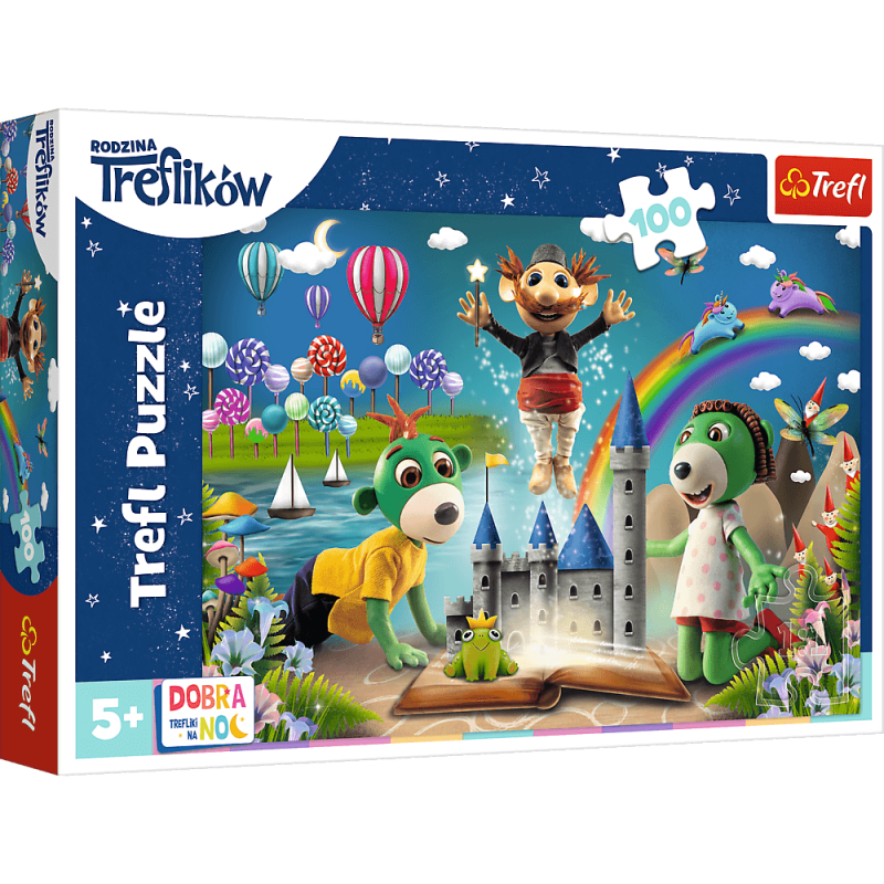 PUZZLE 100 TREFL BAJKOWY WIECZÓR Z TREFLIKAMI- DOBRANOC, TREFLIKI NA NOC / STUDIO TREFLI RODZINA TREFLIKÓW