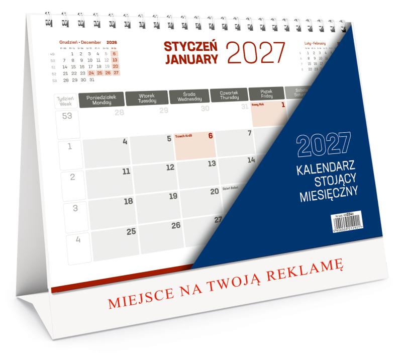 KALENDARZ STOJĄCY MIESIĘCZNY 2027