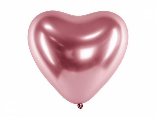 BALONY GLOSSY KOL.RÓŻ.ZŁOTA -SERCA 30CM