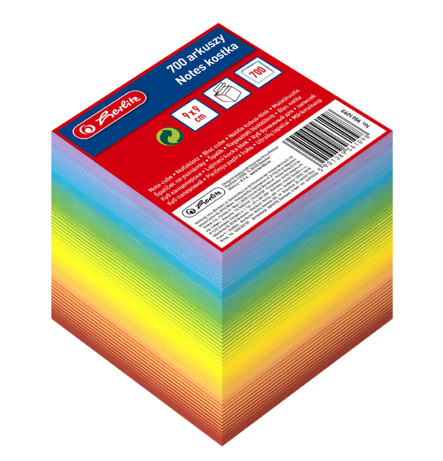 NOTES KOSTKA HERLITZ 9X9CM 900K BIG RAINBOW