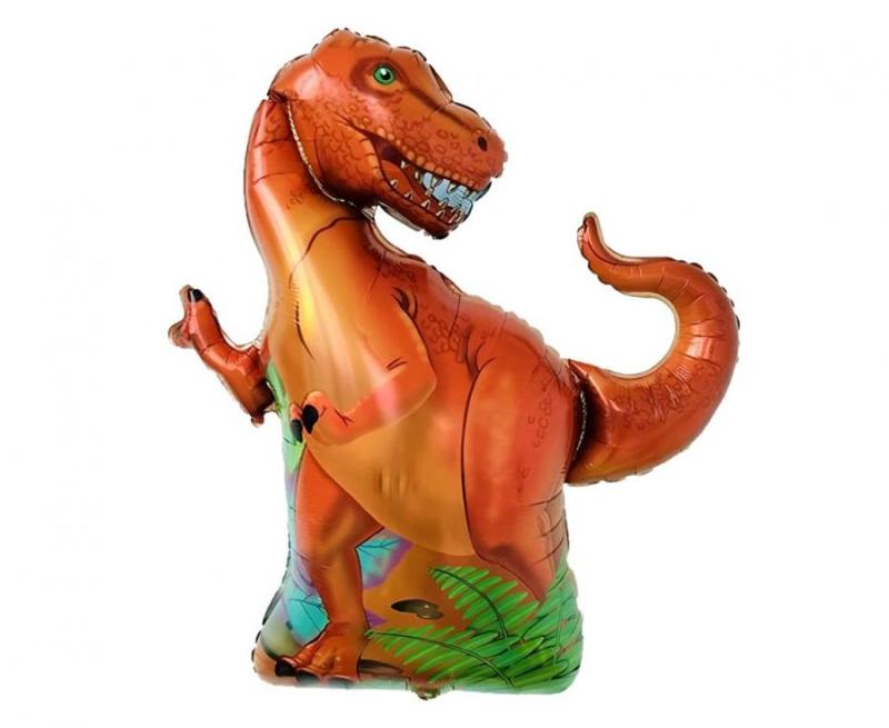 BALON FOLIOWY DINOZAUR T-REX POMARAŃCZOWY 66X59CM