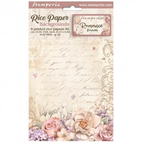 PAPIER RYŻOWY A6 ROMANCE FOREVER 8SZT TŁA STAMPERIA