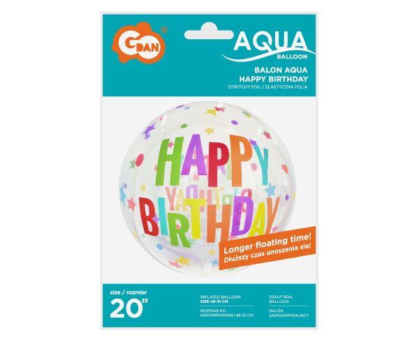 BALON AQUA - KRYSZTAŁOWY HAPPY BIRTHDAY GWIAZDY 20'