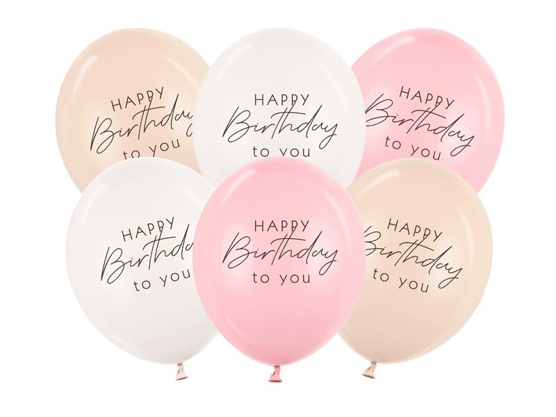 BALONY 30CM HAPPY BIRTHDAY MIX RÓŻOWE
