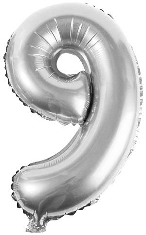 BALONY FOLIOWE CYFERKI SREBRNE 86CM