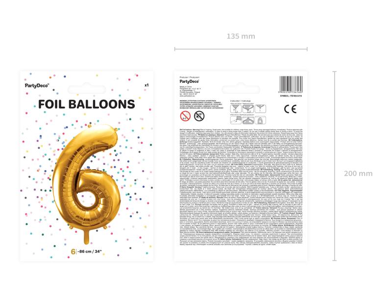 BALON FOLIOWY 6 86CM ZŁOTY