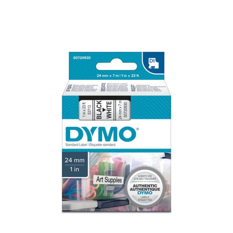 TAŚMA DYMO 24MM CZARNO BIAŁA
