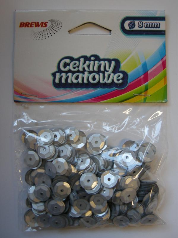 CEKINY MATOWE 8MM M20 SREBRNE