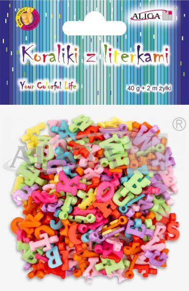 KORALIKI PLASTIKOWE Z LITERKAMI 2CM 40G+2M ŻYŁKI PJA-8541