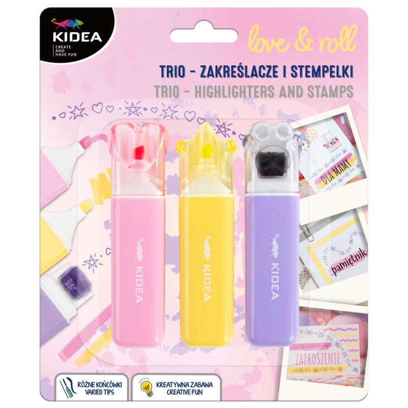 ZAKREŚLACZE I STEMPELKI TRIO LOVE & ROLL KIDEA
