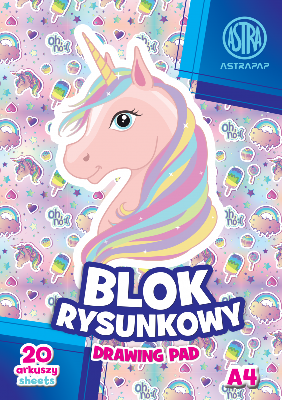 BLOK RYSUNKOWY A4/20 BIAŁY ASTRAPAP 'PIXEL&UNICORN'