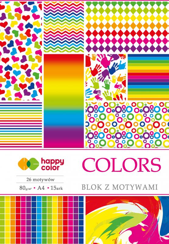 BLOK Z MOTYWAMI A4/15 COLORS 80G 27 MOTYW HAPPY COLOR