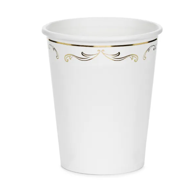 KUBECZKI Z ORNAMENTEM BIAŁE 220ML
