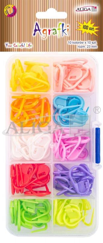 AGRAFKI AGR-5847 PLASTIKOWE KOL MIX 10x23MM A'100