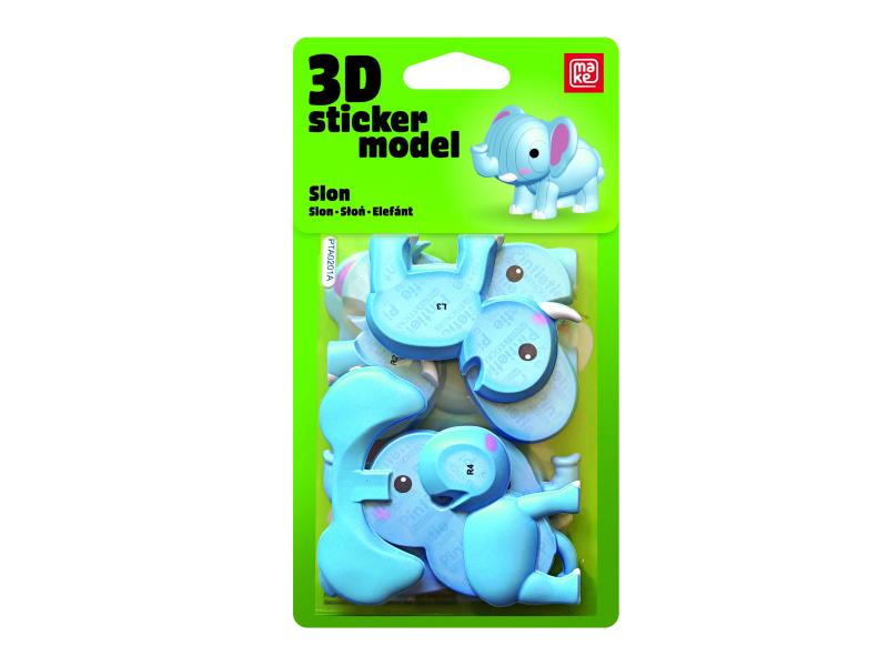 ZESTAW KREATYWNY NAKLEJKA 3D MODEL ZOO SŁOŃ MAKE