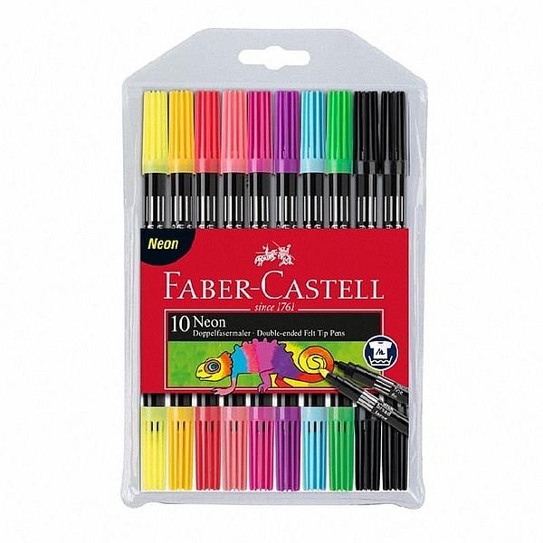 FLAMASTRY DWUSTRONNE ETUI 10 KOL. NEON FABER-CASTELL