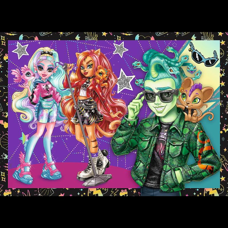 PUZZLE 4W1 TREFL ELEKTRYZUJĄCY DZIEŃ MONSTER HIGH