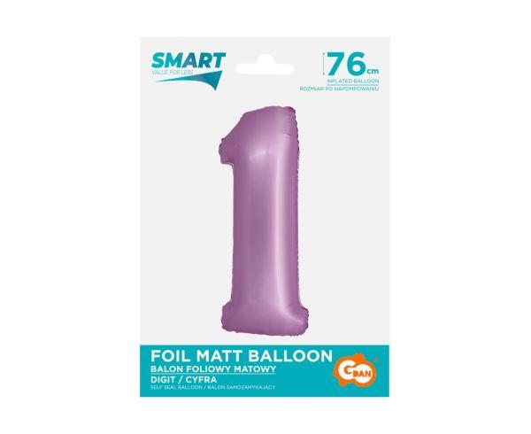 BALON FOLIOWY SMART CYFRA 1 LAWENDA MAT 76CM