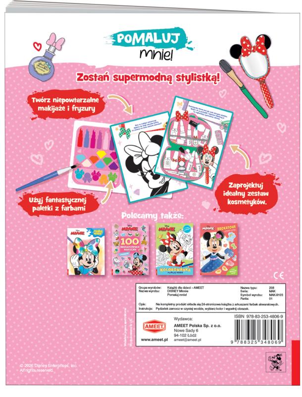 KSIĄŻECZKA DISNEY MINNIE. POMALUJ MNIE!
